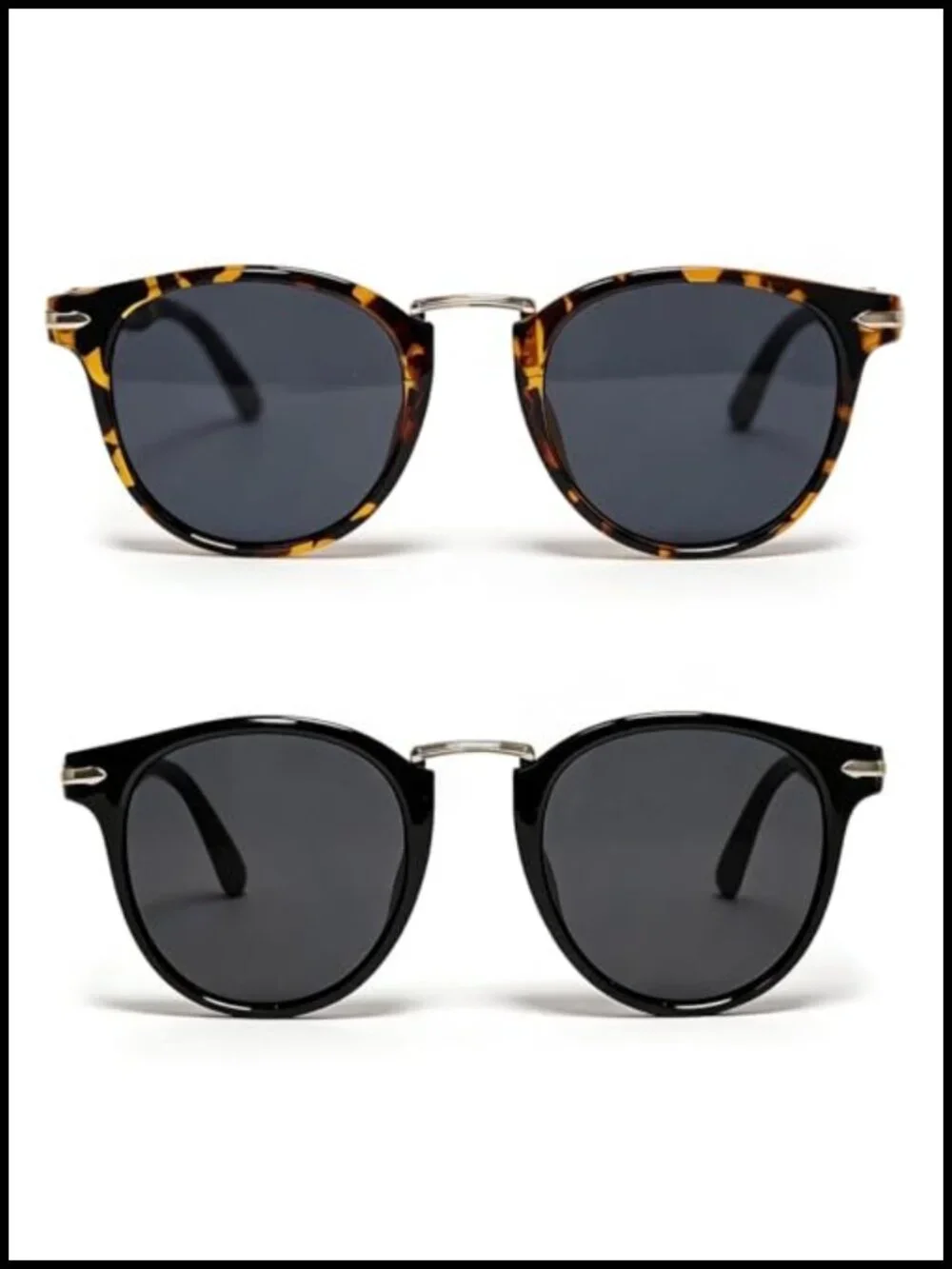 2 Pack Retro Round Sunglasses UV400 Metal Bridge